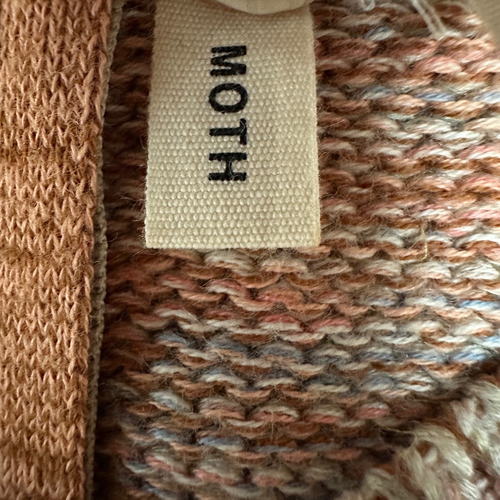 Anthropologie MOTH Anita Cable Knit Sweater Peplum Flare Earth Tone Large Boho - Picture 5 of 12